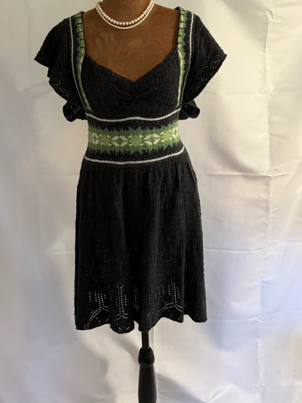🌟 Free People Pointelle Fair Isle Babydoll Dress 🌟